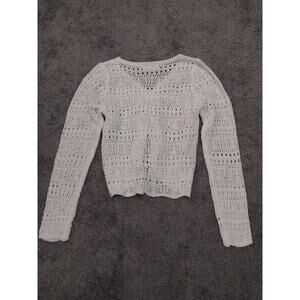 Jolie & Joy Womens Size S White Crocheted Long Sleeve Sweater Blouse